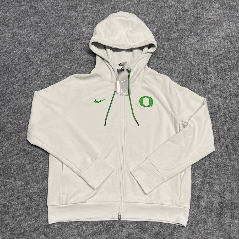 Oregon Ducks Hoodie Womens Medium Sail White Nike Dri-FIT Vented Full Zip NCAA